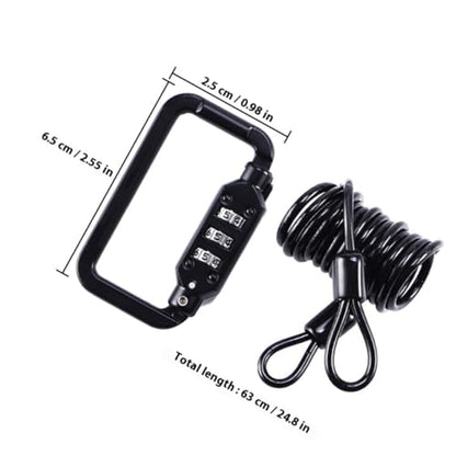 Mikikit Portable Helmet Lock Cable, Security Bike and Motorcycle Tamper-Proof Steel Wire Lock with Combination Code, Lightweight Alloy Spring for Outdoor Cycling and Motorbike Safety