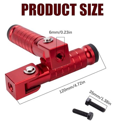 Motorcycle Foot Pegs, Foldable Footpegs Pedals 90° CNC Passenger Footrests Minibike M8 Install Bolts Fit for Dirt Bike Foot Pegs Yamah a, H0NDA, Su zuki, Aprili a Universal Folding Foot Pegs red - size: Foldable Red