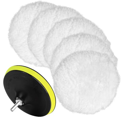 7 Piece 6 Inch Wool Buffing Pad, Drill Buffer Connecting M12 Drill Adapter, Buffing Pads, for Car Polishing and Waxing, Painting Tabletops, Old Leather Sofas, Tile Polishing - size: 7 Piece 6 Inch