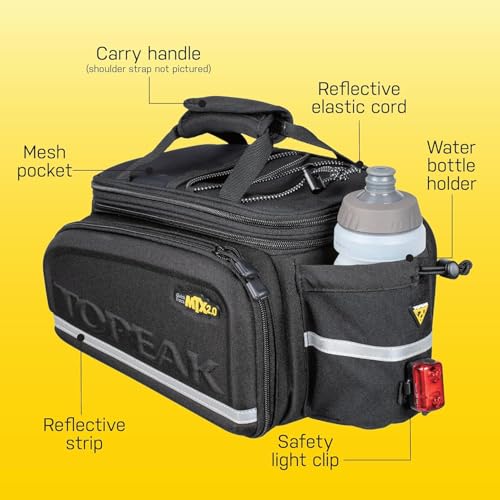 Topeak MTX TrunkBag - Rear Bicycle Bag - Spacious Storage and Easy Mounting - style: Panniers, Expandable Top