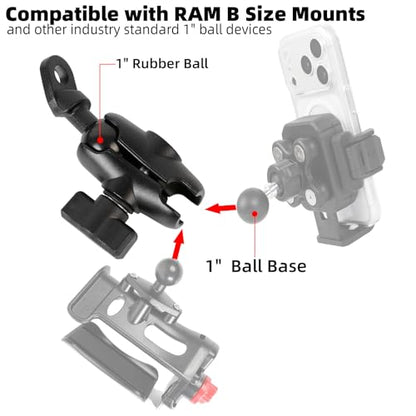 1" Angled Bolt Head Adapter Ball Base with Short Double Socket Arm for Motorcycle Mirror, Compatible with RAM Mounts and 1 Inch Ball Phone Holder - style: Angled Base with 2.36" Arm