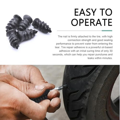 61PCS Tire Repair Rubber Nail, Vacuum Tire Repair Spiral Rubber Studs Kit, Self-Service Tire Screw Plugs Quick Repairs Tool with Screwdriver for Most Vehicle Tractor Tires Puncture Repairs - size: 60 PCS + Screwdriver
