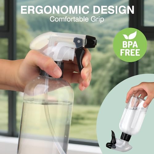 Spray Bottles BPA free Plastic Spray Bottle 10oz/300ml Adjustable Sprayer Empty Refillable Container Mist Stream for Watering Plants, Pet Training, Kitchen Cleaning - color: Transparent