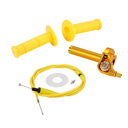 Motorcycle Twist Throttle 7/8" 22mm with Handle Grip Throttle Cable CNC Assembly Universal for 150 200 250 EXC XC XCW XCF XCFW EXCF EXCR XCRW Dirt Pit Bike ATV Mini Bike Gold - color: gold