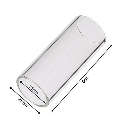 2 Pieces Glass Slide and Stainless Steel Slide in Box for Guitar, Bass, Medium (6 cm)