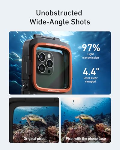 TELESIN Universal Underwater Phone Case for Snorkeling and Diving Waterproof Housing for Photo & Video Handle Grip for iPhone 7-17 Pro/Pro Max/Plus/Mini, Galaxy S10-S26 Ultra/Plus and Most Phones