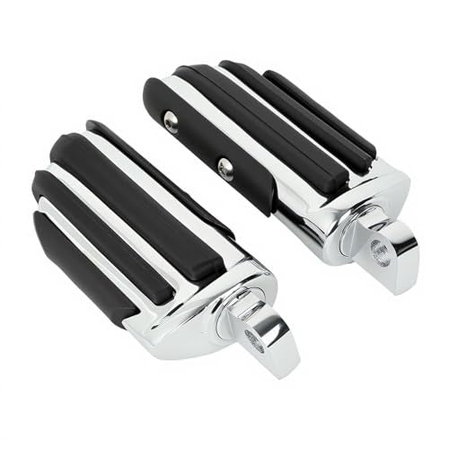 Motorcycle Footpegs 10mm Pilot Male Mount Style Footrests Fits for Harley Touring FLST Softail Dyna Sporster, Chrome#4 - color: Chrome#4