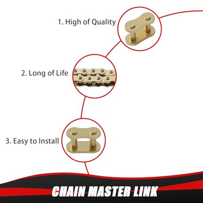 KAMIER 428 Drive Chain 102 Links Gold with Chain Breaker for 50cc 70cc 90cc 110cc 125cc CT90 CT110 TaoTao Coolster Vitacci Apollo Trailmaster Pit Dirt Bike 4 Wheeler ATV Quad Go Kart Heavy Duty Parts - style: 102