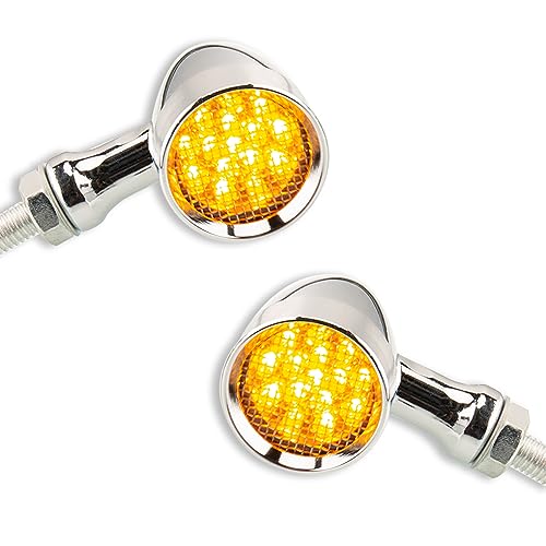 TSUNG Bullet LED Turn Signal Light Motorcycle Front Rear Indicator Small Blinker Universal for Cruiser Chopper Bobber Cafe Racer Street Bike (A-Chrome-Amber) - color: A-Chrome-Amber