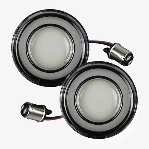 Eagle Lights HALOS 2" LED Turn Signal Kit for Harley-Davidson® Motorcycles – Front & Rear 1157 Run/Brake/Turn with White Halo Running Light, Plug & Play