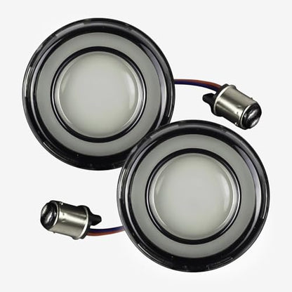 Eagle Lights HALOS 2" LED Turn Signal Kit for Harley-Davidson® Motorcycles – Front & Rear 1157 Run/Brake/Turn with White Halo Running Light, Plug & Play