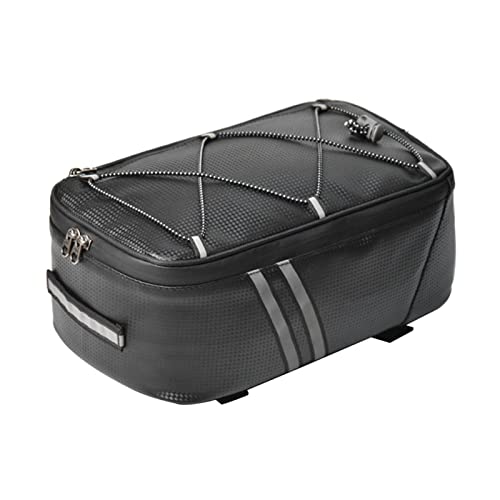 Tookie 8L Rear Carrier Luggage Bike Bag, Waterproof PU Leather Bicycle Rear Seat Cargo Bag Luggage Bike Bag Bicycle Saddle Bag with Rain Cover, Easy to Install, 1 Bag+1 Rain Cover