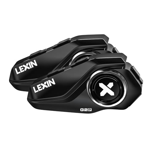 LEXIN G2P Motorcycle Helmet Bluetooth Headset, Group Intercom Communication Systems, FM Radio/ 6 Shells/Universal Pairing/Private Talk/Noise Cancellation, Fit for Snowmobile/ATV, 2 Pack - style: G2P Dual Pack