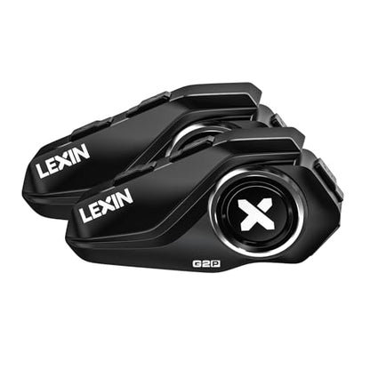 LEXIN G2P Motorcycle Helmet Bluetooth Headset, Group Intercom Communication Systems, FM Radio/ 6 Shells/Universal Pairing/Private Talk/Noise Cancellation, Fit for Snowmobile/ATV, 2 Pack - style: G2P Dual Pack