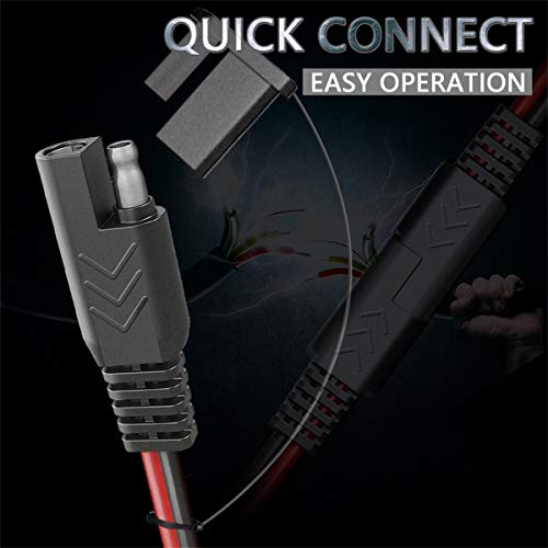 6FT 16AWG SAE to O Ring Terminal Harness, Heavy Duty Battery Quick Disconnect Extension Cable with 10A Fuse, 12V 24V Waterproof Quick Release Eyelet Connector for Motorcycle, Car, Marine, Lawn Mower - color: 16AWG-6FT