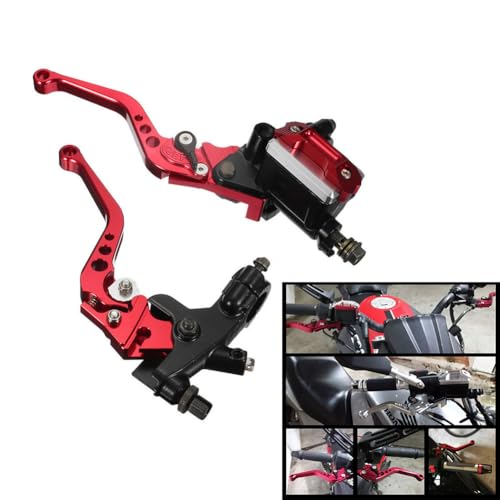 7/8 22mm Motorcycle Brake Lever Motorcycle Handlebar Brake Master Cylinder Clutch Levers Left and Right Set Compatible with Harley Honda Kawasaki Suzuki Yamaha Red Universal - color: Red