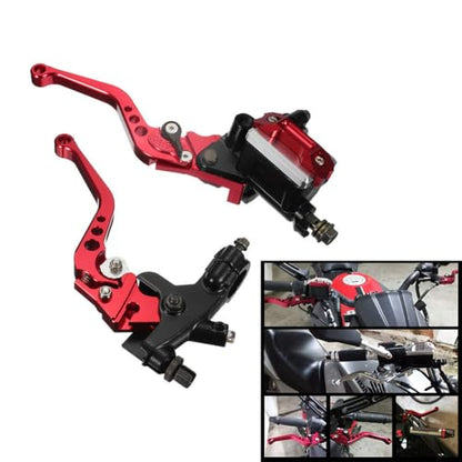 7/8 22mm Motorcycle Brake Lever Motorcycle Handlebar Brake Master Cylinder Clutch Levers Left and Right Set Compatible with Harley Honda Kawasaki Suzuki Yamaha Red Universal - color: Red