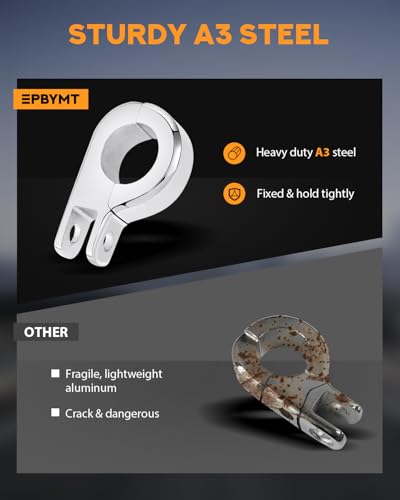 PBYMT Highway Pegs, P-Clamp A3 Steel Highway Footpegs Footrest Fit For 1.25''(32mm) Crash Bars Compatible with Harley Davidson Touring Chrome - color: Chrome