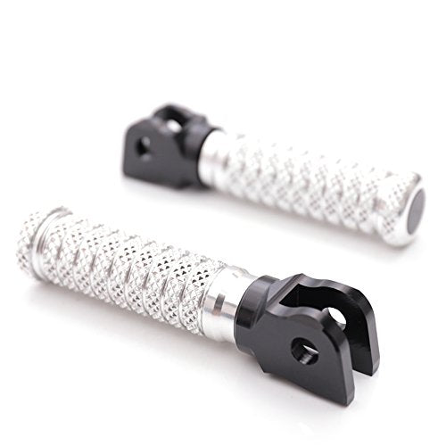 MC MOTOPARTS POLE Silver CNC Front Foot Pegs Compatible with YZF R3 2015-2017 - color: Silver, size: Standard
