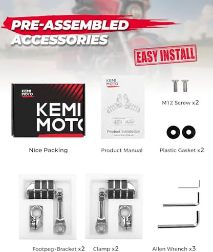 KEMIMOTO Highway Pegs, 1 1/4-Inch for Road Glide Street Glide Sportster Road King Electra Glide Guard Bar Motorcycle Foot Rests