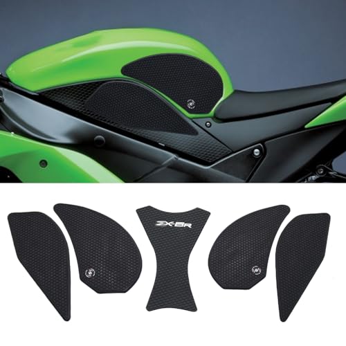 for Kawasaki Ninja ZX-6R / ZX-636 ZX6R ZX636 2007 2008 Motorcycle Accessories Side Fuel Tank pad Tank Pads Protector Stickers Decal Gas Knee Grip Traction Pad Tankpad (One Set) Black