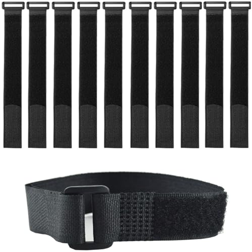 10 Pack (20 x 1 Inch) Fastening Cable Straps,Adjustable Multi-Purpose Hook and Loop Straps Nylon Cable Ties for Wire Cable Management Home Office Garage Outdoor Organization - size: 20'' x 1'' (Black)