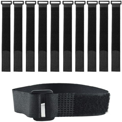 10 Pack (20 x 1 Inch) Fastening Cable Straps,Adjustable Multi-Purpose Hook and Loop Straps Nylon Cable Ties for Wire Cable Management Home Office Garage Outdoor Organization - size: 20'' x 1'' (Black)