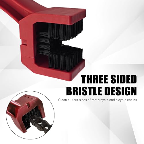 2PCS Bike or Motorcycle Chain Washer, Bicycle Cleaning Chain Double-Ended Brush, Black Durable Motor Chain Gears Cleaning Square Head Brushes, Universal Cleaning Tool (Red+Black) - color: Red+Black