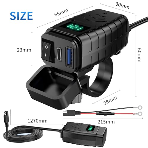 Motorcycle USB Fast Charger Universal Phone Charging Adapter for Motorcycle Handlebar Power Supply - color: Green