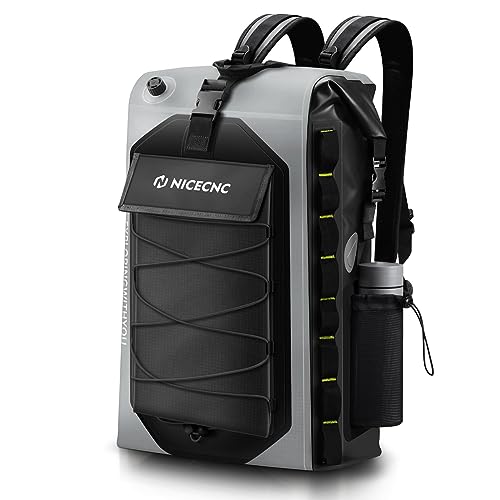 NICECNC Waterproof Motorcycle Backpack 40L, 500D PVC Multi-functional Motorcycle Rear Seat Bag Dry Bag Tail Bag Helmet Luggage Bag for Riding Camping Boating - color: Grey
