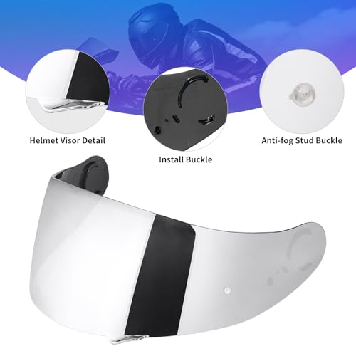 GT Air Visor Repalcement for GT Air 2, Outer Face Helmet Shield Compatible with CNS-1/Neotec/TC-5/TC-9 Accessories (Chrome Silver) - color: Chrome Silver