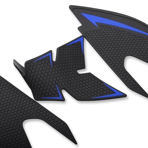 Motorcycle Non-Slip Rubber Gas Tank Pads with Knee Grips - 4-Piece Traction Side Protectors (for Yamaha Vehicle) YZF-R25 YZF-R3 (2019-2025) Fuel Tank Pad (Blue) - color: Blue