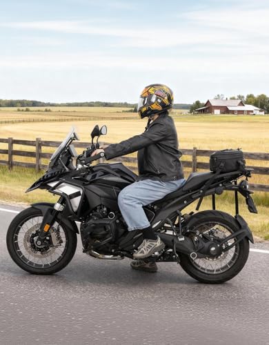 KEMIMOTO Motorcycle Tail Bag, Dual Use Motorcycle Rear Seat Bag with Waterproof Rain Cover, 7-14L Expandable Motorbike Small Bag Luggage Storage Backpack with 6 straps & 1 shoulder strap - size: 7L-14L