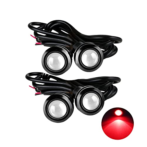 Eagle Eye LED Lights, DIY Ultra Thin 18mm Indicator Marker Light Daytime Running Lights DRL Tail Lights Fog Light Backup Light for Car Motor Motorcycle Truck Boat (BK Shell-Red,4PCS) - color: BK Shell-Red, size: 4PCS