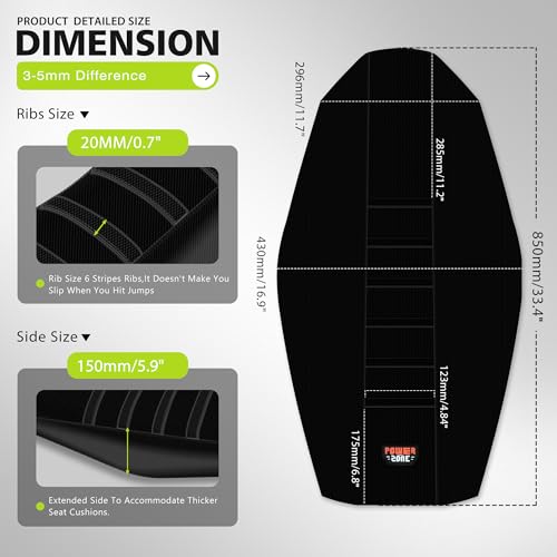 Ribbed Electric Bike Seat Cover Compatible with Tutti Soleil 01 - Non-Slip Waterproof Rubber Seat Cushion Protector (Black) - color: Black