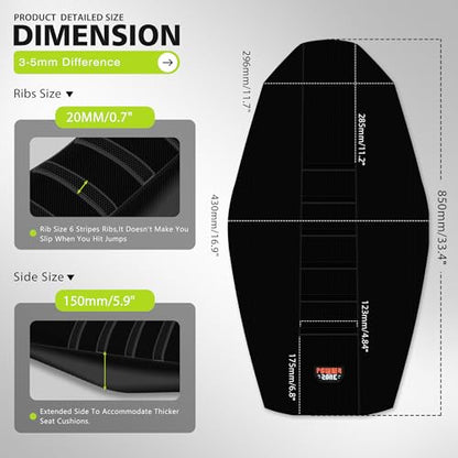 Ribbed Electric Bike Seat Cover Compatible with Tutti Soleil 01 - Non-Slip Waterproof Rubber Seat Cushion Protector (Black) - color: Black
