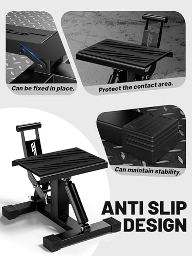 JFG RACING Motorcycle Dirt Bike Stand,1000Lbs Capacity Lift Jack Hoist Table Height Adjustable Lifting Stand Ideal for Dirtbike Pit Bike Repair&Maintainance,Dirt Bike Accessories-Black - color: black