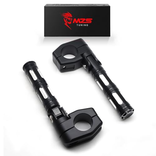MZS Motorcycle Highway Pegs, 1.25" CNC Highway Foot Pegs Adjustable Short Mount Clamps Compatible with Road Glide King Softail Electra Street Glide Sportster Dyna Rebel Shadow for 1 1/4 Engine Guard - color: Black, size: Short Mounting 3