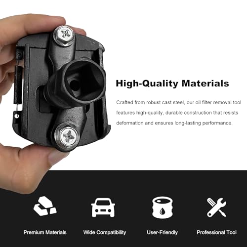 Oil Filter Wrench for Car, 2-3/8 to 3-1/8 Inch Adjustable Oil Filter Remover with Non-Slip Serrated Jaws, 1/2" Drive Wrench Cap Style Removal Tool for Spin-on Engine Filters
