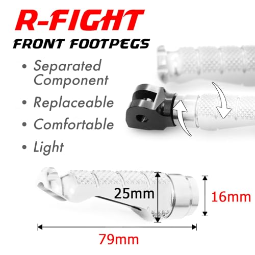 MCMOTOPARTS R-FIGHT Front Rider Footpeg Footpegs Foot Pegs Footrests Silver Compatible with ER-6F 2006-2008 06 07 08 - color: Silver, size: Standard (No Extension)