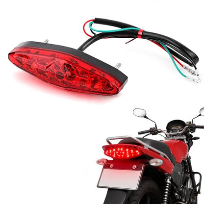 Watris Veiyi 12V Motorcycle Rear Brake Tail Light, Universal 15 LED Led Tail Brake Light for ATV Dirt Bike(Red)