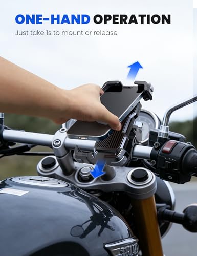 Grefay Bike Phone Holder Mount Motorcycle Phone Holder Handlebar Clamp for Road Bike MTB Scooter with 360 Rotate for iPhone 17/16/15/14/13/12/11 Series Galaxy S9 S10 4.7-7.2 Inch Smartphone