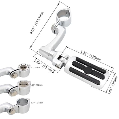 FOVPLUE 1", 1.25" Highway Footpegs,Adjustable Highway Peg for Harley Touring Softail Dyna Sportster Honda Kawasaki Suzuki Yamaha Indian Victory with 1", 1-1/4",22-35mm Engine Guards/Tubing,Chrome - color: CHROME and Rubber Style