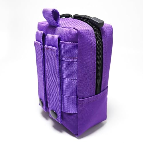 2 Pack Small Molle Pouches - Tactical Compact Water-Resistant EDC Pouch Bag Utility Belt Pouch Waist Pack Bag - color: Purple