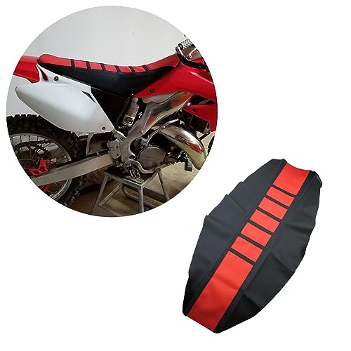 Motorcycle Universal Seat Cover Non-Slip Suitable Rubber Striped Seat Covers Soft For CRF150F CRF230F CRF250F CRF250R CRF450F CRF 150F 230F 450F 450R Dirt Pit Bike Motocross Off Road Motorbike - color: Red