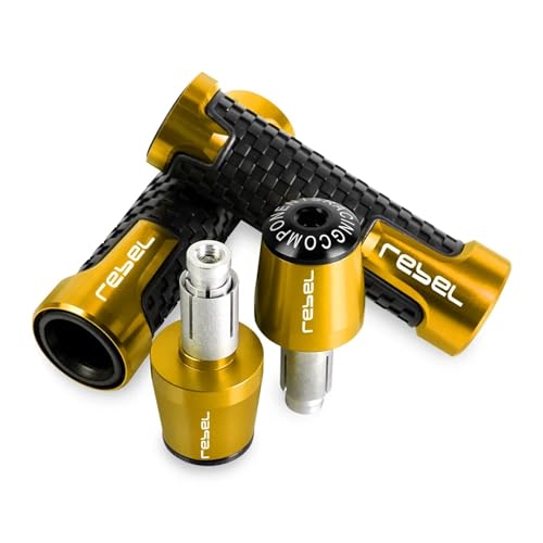 7/8'' Anti-Slip Grip Hand Motorcycle Handlebar Handle Bar Grips End Plugs For HONDA Rebel300 CMX500 CMX300 Rebel CMX 500 300(B-GOLD) - color: B-GOLD