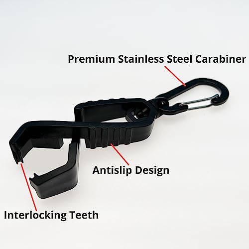 Metal Carabiner Glove Clip - Glove Holder/Hanger for Safety/Construction Work (2 PCS Black)