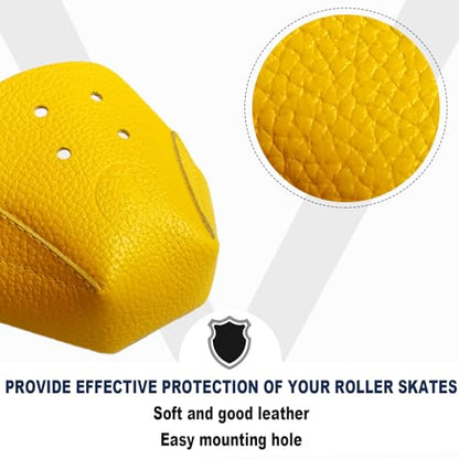 100% Real Cowhide | Toe Cap Guard Protectors | Roller Skate Derby Speed 1 Pair(Yellow) - color: Yellow