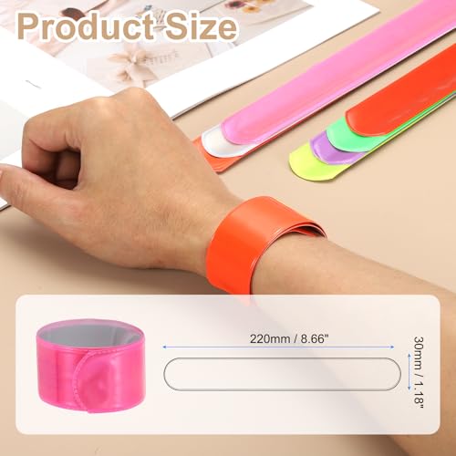 PATIKIL 22cm/8.7in Reflective Bands, 12pcs Reflective Arm Bands Straps Wrist Reflective Running Gear Safety Reflective Straps Bracelets High Visibility for Night Walking Bicycle - color: Pink