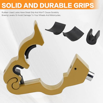 Motorcycle Handlebar Lock Anti Theft Throttle Grip Clutch Brake Lock Adjustable Universal for Motorbikes Moped Scooter ATV (Gold-2 PCS)